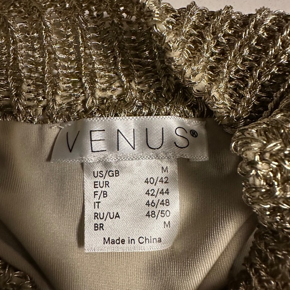 NWT Venus Gold metallic crochet Maxi Dress with sewn in slip. Size Medium - Picture 7 of 7